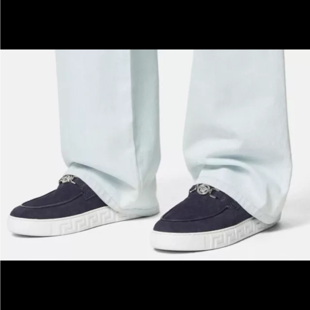 Versace Medusa MEDUSA '95 SUEDE GRECA LOAFERS Blue Size 9 - Picture 2 of 4